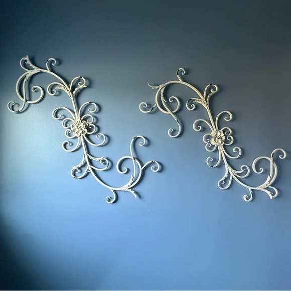 Elegant White Wall Scroll Decor 35” x 15” Cottagecore French Country Farmhouse - Picture 6 of 8